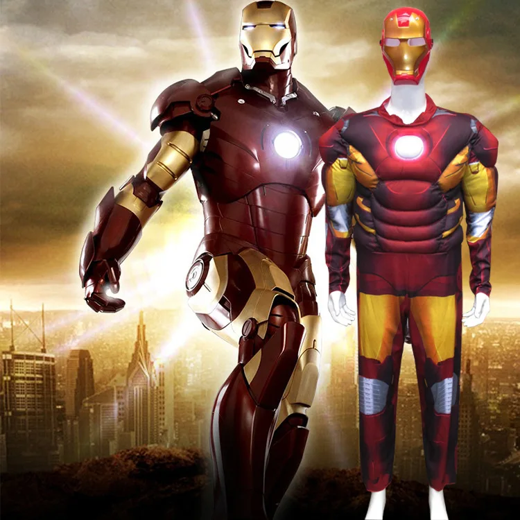 Взрослый костюм Капитана Америки Халка Супермена Человека паука мускулистый