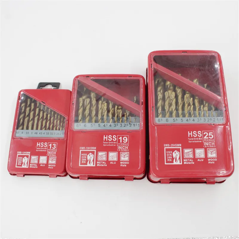 

Onnfang 13/19/25PCS HSS Titanium Coating Drill Metal Woodworking Drill Set Power Tool Accessories 1.0~13mm