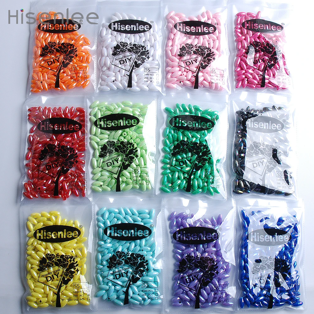 Hisenlee Be well received 6*12mm 100 pcs Blue Ellipse Smooth surface Grain shape Acrylic DIY bracelet made of beads | Украшения и