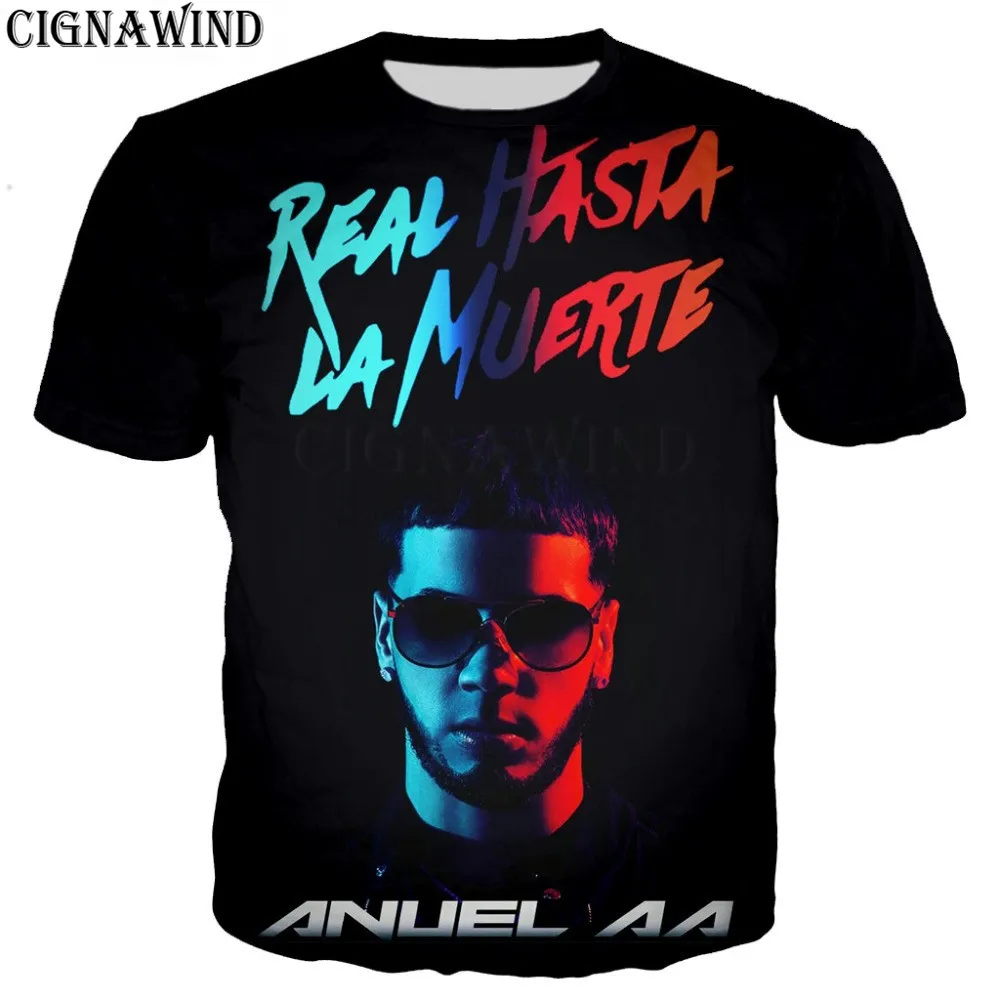 10 Модная классная черная свободная футболка ANUEL AA для мужчин/женщин футболки с 3D-принтом короткий рукав Харадзюку стиль футболка уличная топы - Цвет: 10