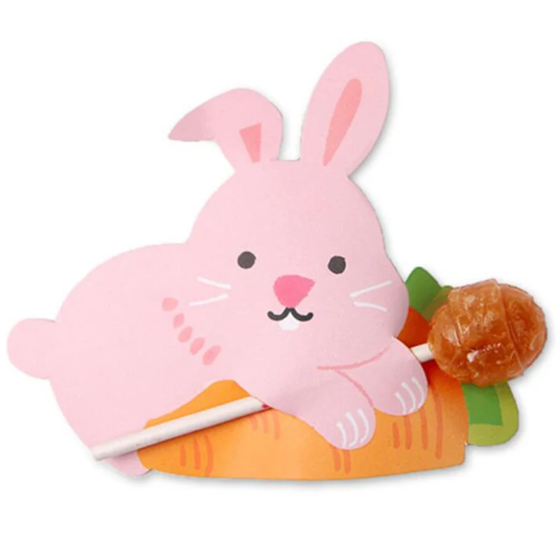 48 шт./компл. Животные утка леденцов, декоративная карта Kawaii Хэллоуин День рождения пользу Свадебные украшения по индивидуальным заказам, подарки для детей - Цвет: pink rabbit
