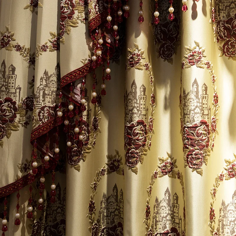 New European 3D Castle Embroidery Shade Curtains for Living Dining Room Bedroom. | Дом и сад
