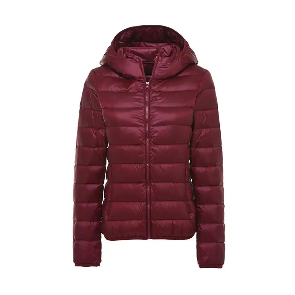 Wine 5XL 6XL 7XL, зимний женский ультра-светильник, пуховик на утином пуху, женские куртки с длинным рукавом, теплое пальто с капюшоном, парка, женская верхняя одежда размера плюс - Цвет: Wine