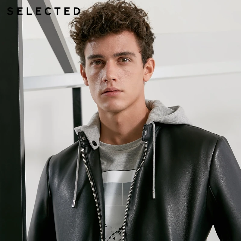 SELECTED long sleeve winter leisure removable cap men's PU jacket coat S | 4183P3511 Мужская одежда