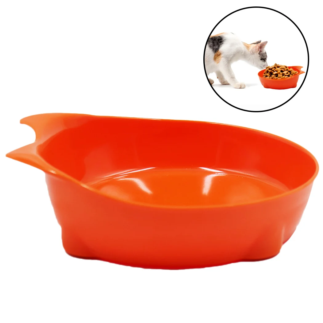 Orange 1/2/комплект из 3 предметов, на плоской подошве, с украшением в виде кошачьих ушек Форма кошка миска прекрасный кошачьими ушками Форма однотонные Цвет миска для собак и кошек для Еда воды Pet Кормовые принадлежности - Цвет: Orange