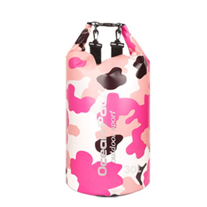 30L Pink 5L/10L/15L/20L/30LWaterproof сумки хранения сухой мешок камуфляж рюкзак для каноэ Байдарка Рафтинг Спорт на открытом воздухе сумки для плавания - Цвет: 30L Pink