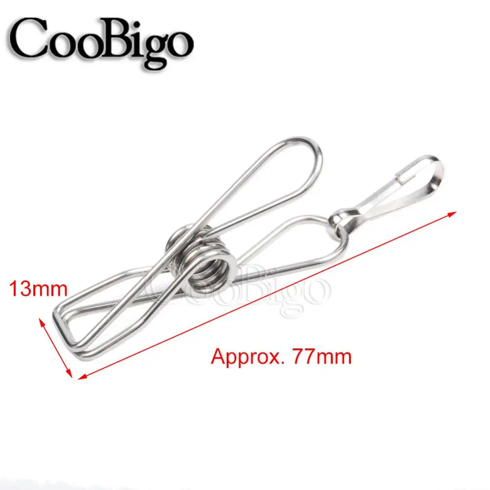 Clothespins Hooks 10 шт. прищепки из нержавеющей стали, зажимы для одежды, булавки, подвесные крючки, походная бельевая линия, 4 мм, Паракорд, веревка, шнур - Цвет: Clothespins Hooks