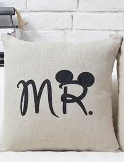 1 шт. 45*45 см Горячая Милая Mr& Mrs Микки Маус Подушка для дома хлопок белье Наволочка - Цвет: 1