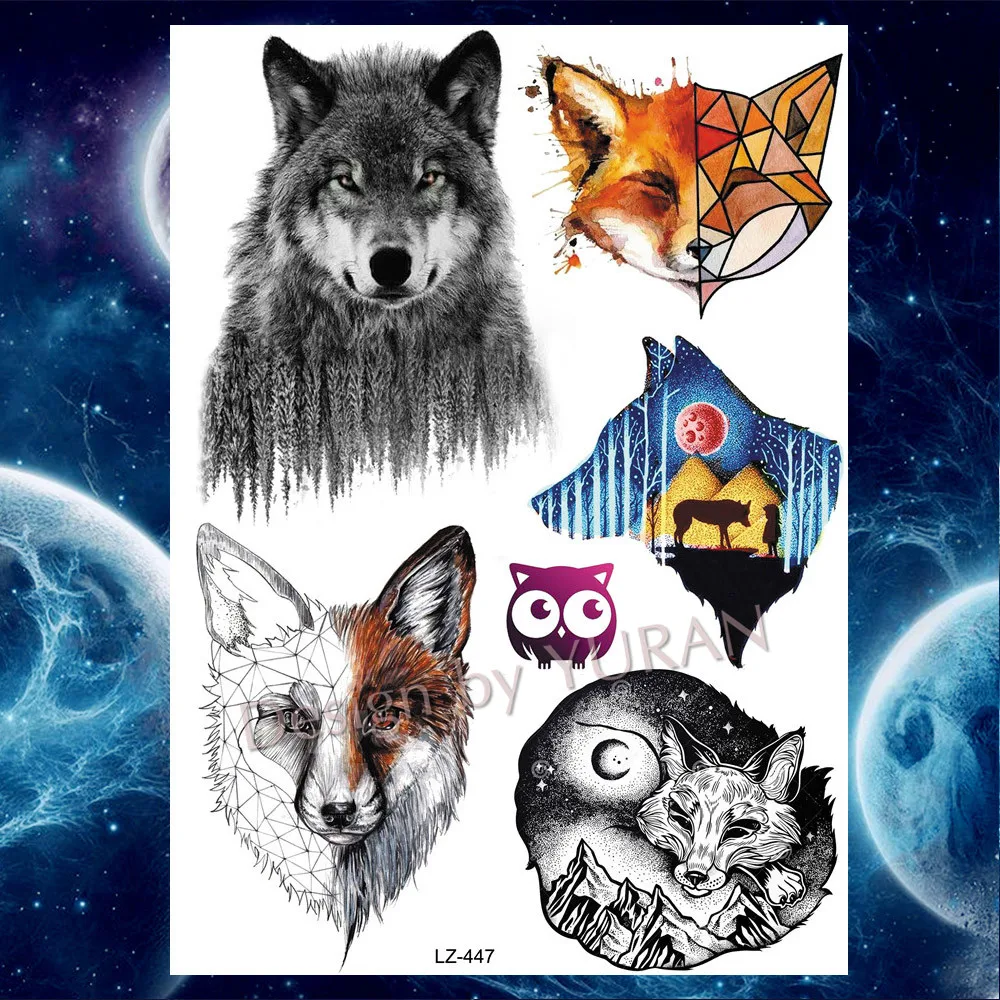 

Fashion Triangle Africa Lion Black Custom Temporary Tattoos Stickers Fake Waterproof Body Arm Tattoo Hands Painting Wolf Tatoos
