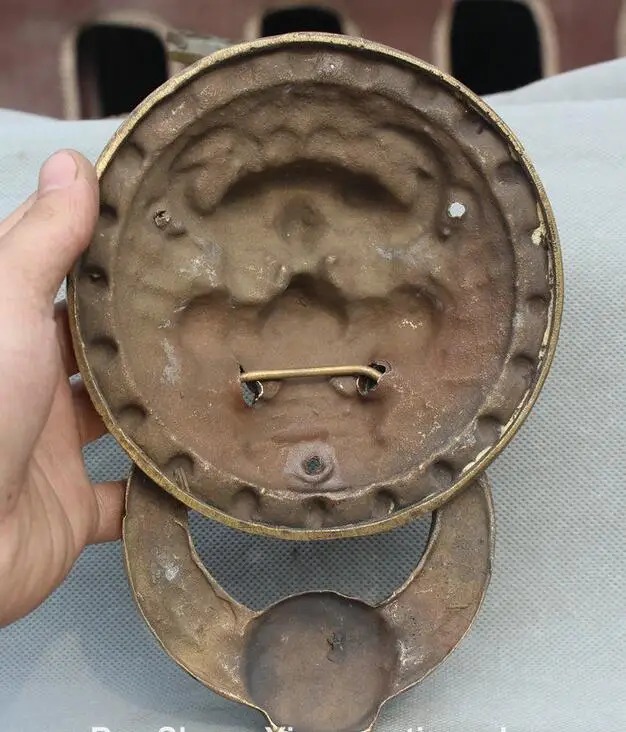 8 &quotКитайский латунный по феншуй Guardion Дракон лев зверь голова Маска дверной