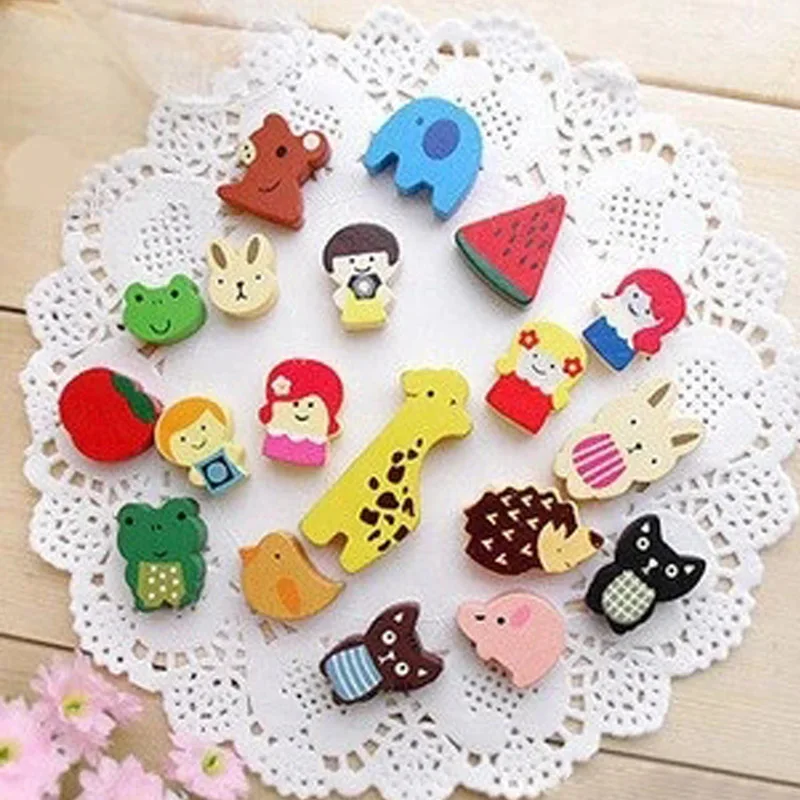 19pcs Животные мультфильм Обучающие деревянные принадлежности магнит на холодильник нетоксичный Защита окружающей среды студенческие канцелярские принадлежности забавные фрукты - Color: 19pcs