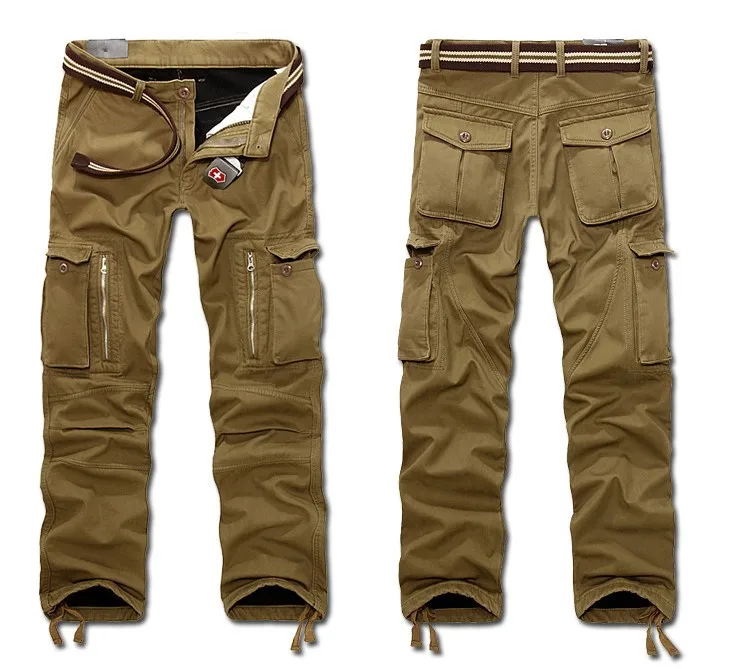 Мужские двухслойные брюки-карго с флисовой подкладкой зимние теплые в стиле