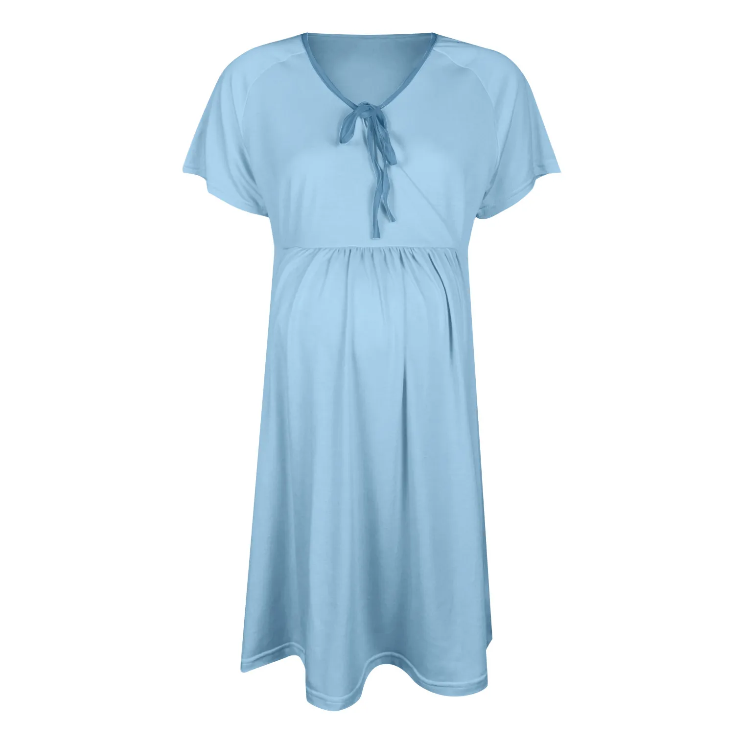 Sky Blue Женское платье для беременных, для отдыха, с коротким рукавом, для грудного вскармливания, разноцветное, 12 цветов, летнее платье для беременных, реквизит для беременных, robe de gros - Цвет: Sky Blue