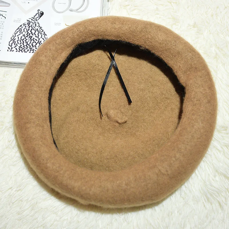 Шерстяной берет женские зимние шапки для женщин плоская шапка вязаные 100%