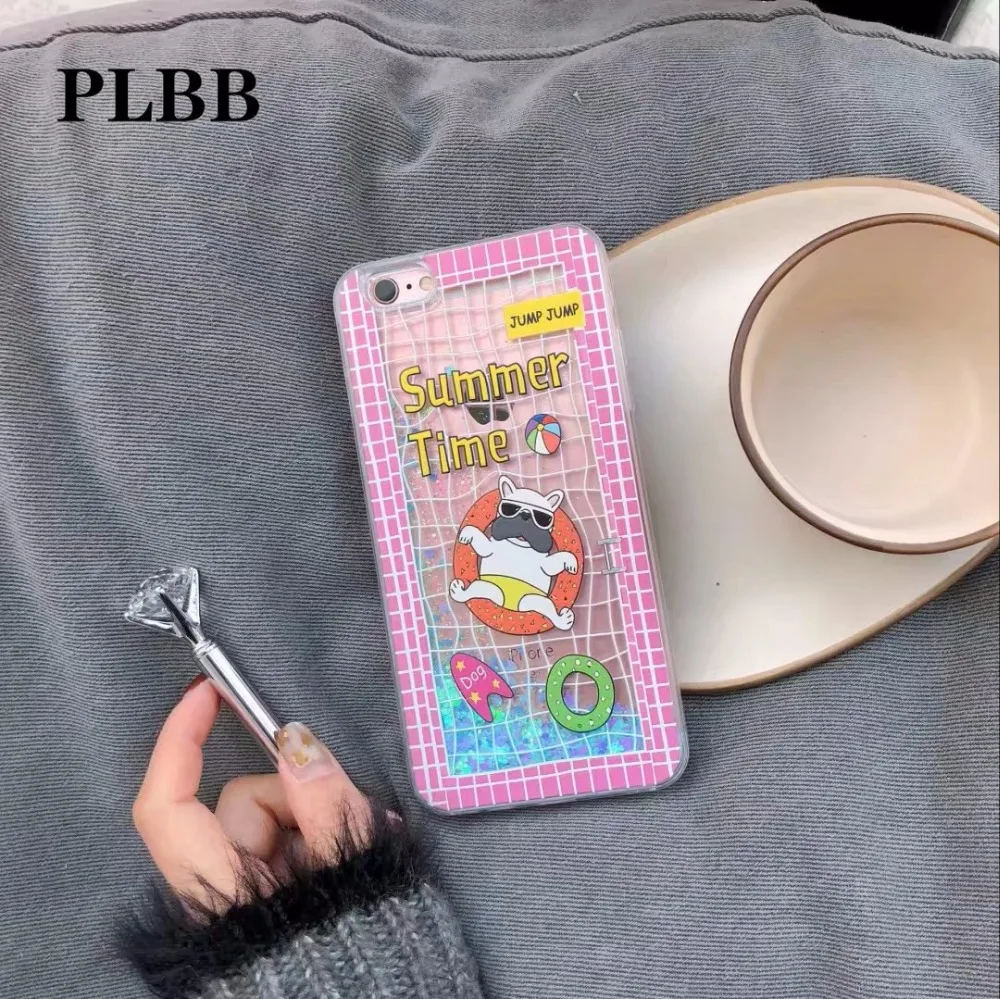 PLBB Модный чехол для девочек с жидким песком iPhone X 6 6S 7 8 Plus блестящими звездами и