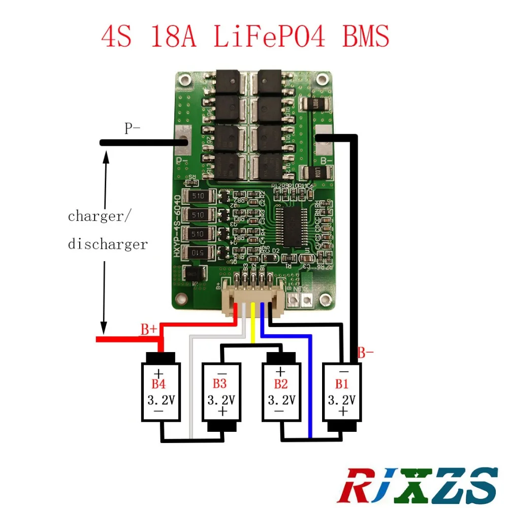 4S 18A LiFePO4 BMS/PCM/печатная плата защиты аккумулятора для 4 упаковок аккумуляторных