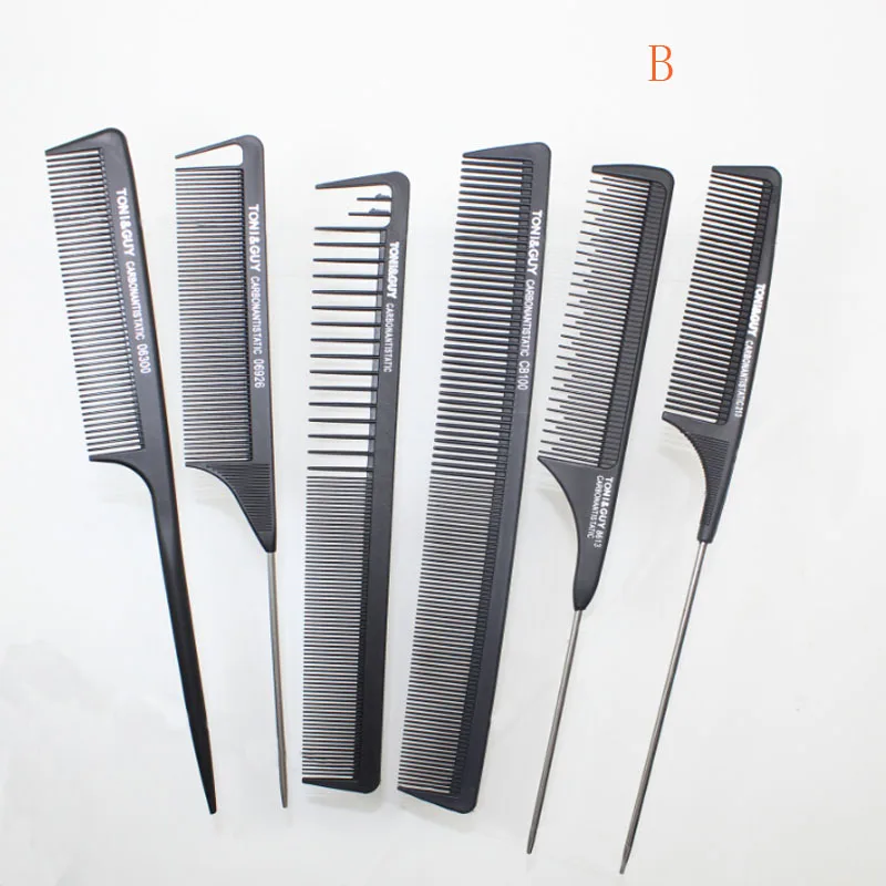 Парикмахерская расческа из углеродного материала 6 шт./лот карбоновая гладкая