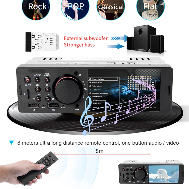 1 Din автомагнитола 4," MP5 Аудио Видео плеер Bluetooth A2DP usb зарядка TF Aux пульты высокой мощности в тире головное устройство PHYEE 7805