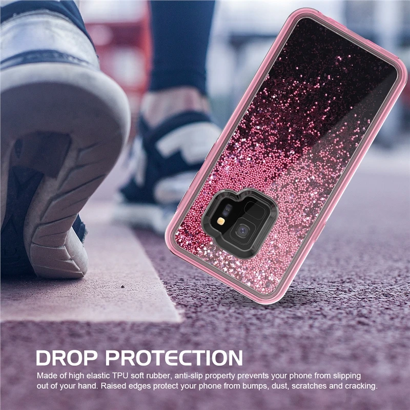 Роскошный зыбучий песок жесткий чехол TPU розовый для samsung Galaxy S9 Plus чехол для samsung S9 Plus чехол s Блестящий с жидкостью чехол S9plus