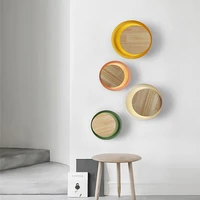 nordic macaroon wood bedside led wall lamp art concise eclipse dinner cafe corridor hotel wall light fixtures free shipping