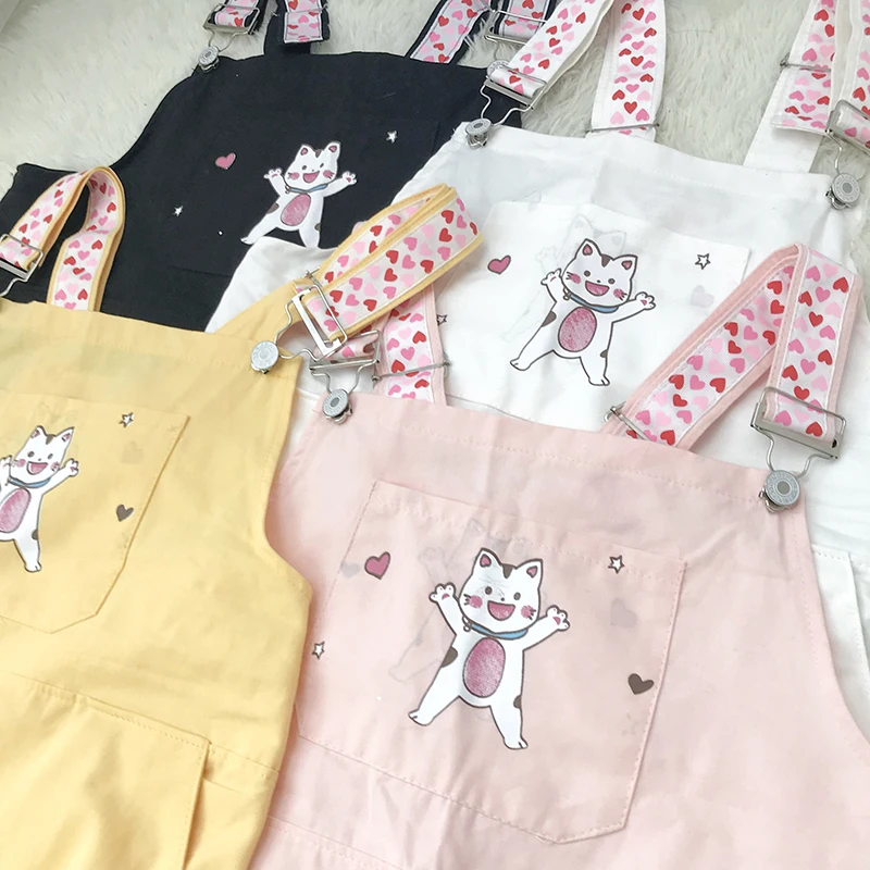 Женская одежда японский kawaii мультяшный комбинезон с изображением кошки широкие