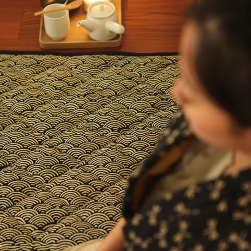 Японский стиль Мир океан волна татами коврик Стеганный 100% хлопок экологический