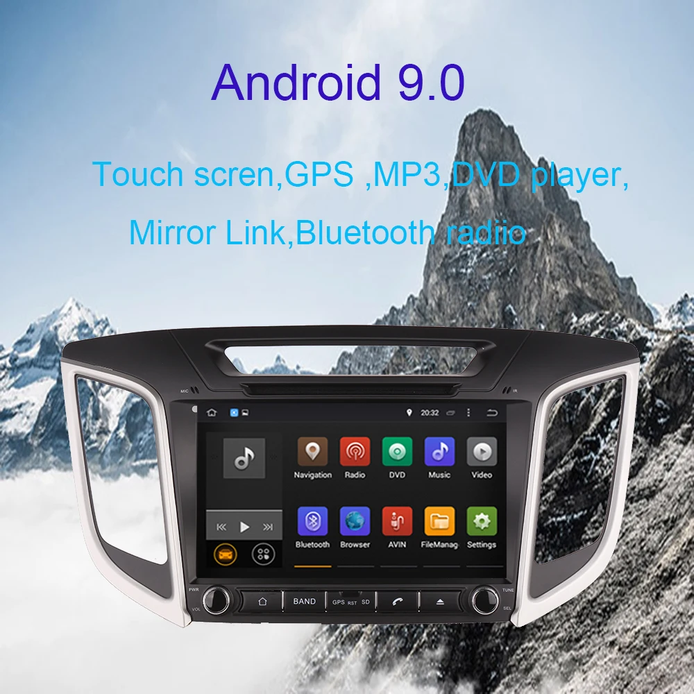 9 дюймов Android 8,0 Восьмиядерный 4 Гб ram Автомобильный DVD Радио стерео для hyundai Ix25 Creta- Автомобильный gps мультимедийный плеер Wifi OBD BT
