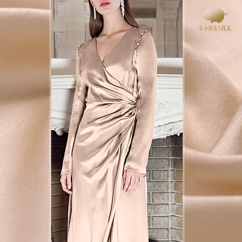 Solid color silk georgette satin fabric 12mm drape micro perspective clothing dress wholesale cloth | Дом и сад