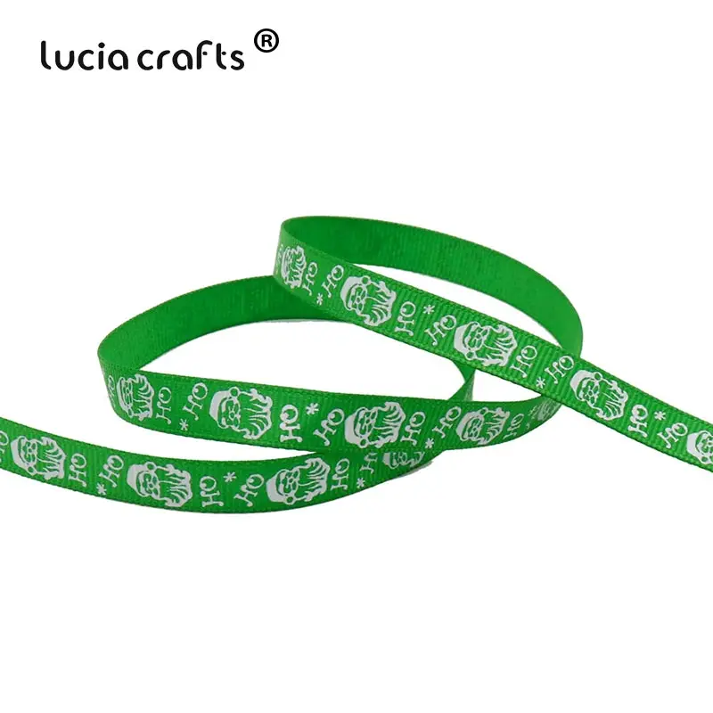Lucia crafts 5 ярдов/12 ярдов 10 мм печатные рождественские корсажные/атласные ленты DIY рождественские вечерние упаковочные материалы T0502