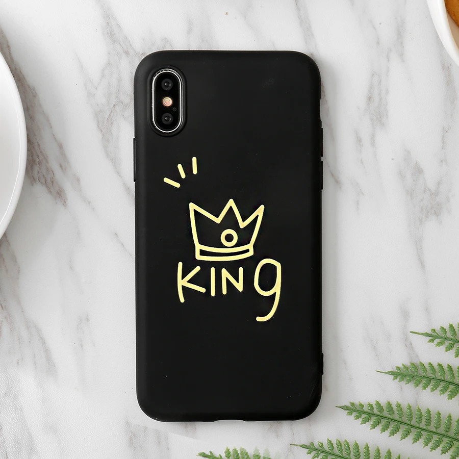 Силиконовый чехол для телефона iPhone X/8/7/6 7Plus/8Plus/11 розовый чехлы King Queen|Сумки