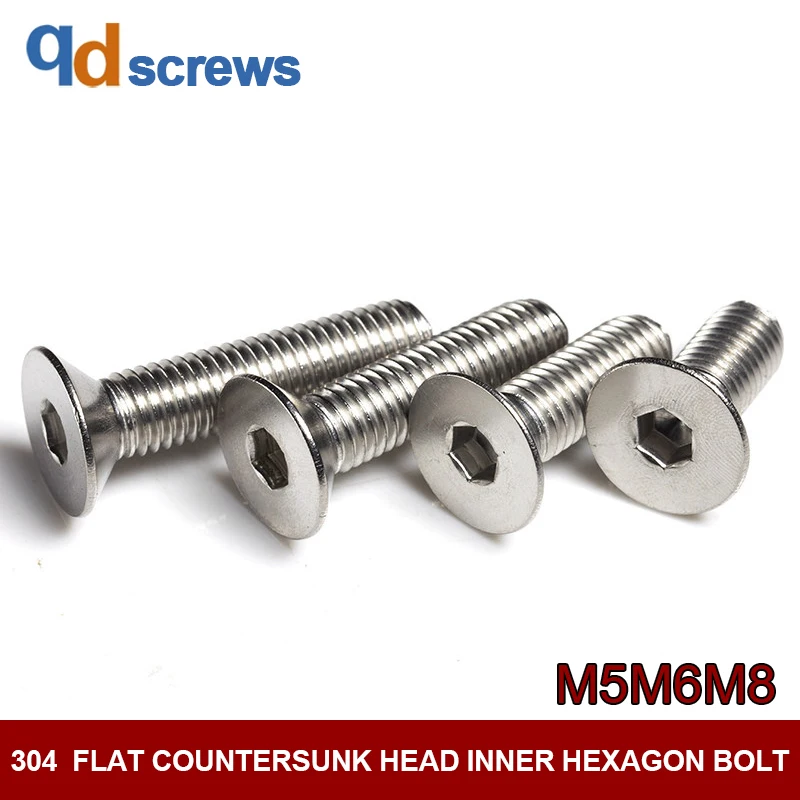 

304 M5M6M8 flat countersunk head inner hexagon stainless steel screw bolt DIN7991 GB70.3 ISO 10642 JIS B 1194