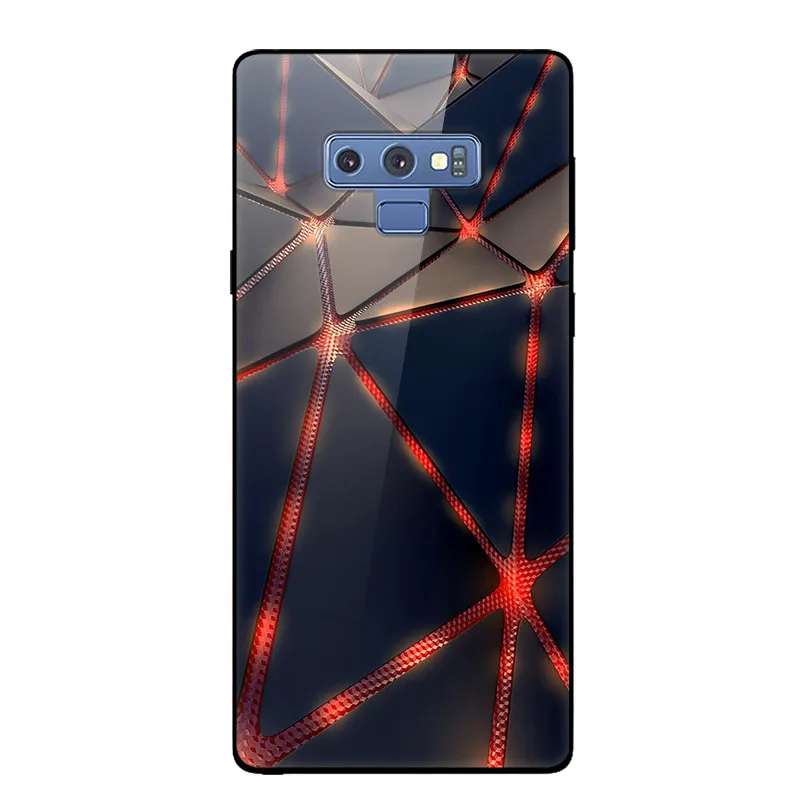 Чехол для samsung Note 9, Жесткий Чехол из закаленного стекла, окрашенный задний бампер для samsung Galaxy Note 9, мягкий чехол из ТПУ с изображением Луны, кошки, Capas, Coque - Цвет: Розовый