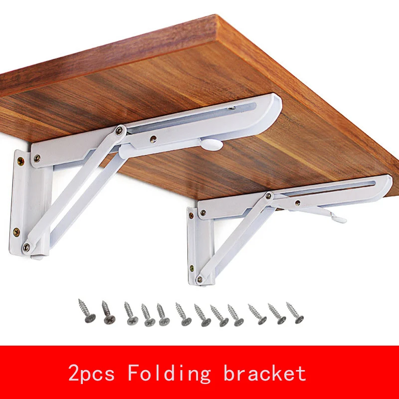 

2Pcs 8-12 inch Folding Bracket Triangular Metal Release Catch Support Bench Table Folding Shelf Bracket with install screws