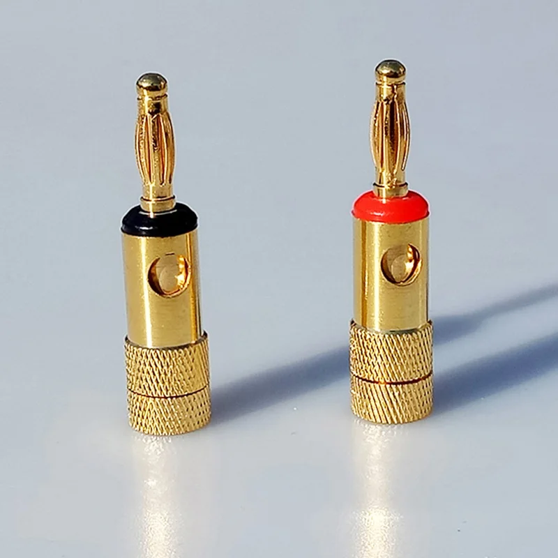 2pcs banana plug connector gold plated audio speaker red+black | Обустройство дома