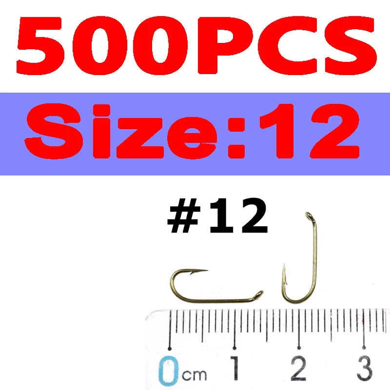 500pcs size 12 Wifreo 500 шт. Premuim крючок для завязывания мух очень острый мокрого муха крючок Nymph Fly Bronzed рыболовный крючок стандартных размеров 10 12 14 16 18 20 - Цвет: 500pcs size 12