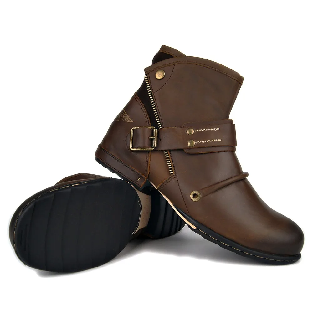 Ботинки мужские кожаные в стиле милитари из натуральной воловьей кожи