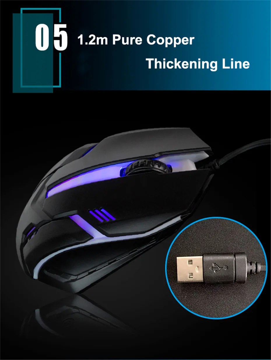 Проводная игровая мышь для компьютера USB геймерские мыши RGB светильник 1600 dpi профессиональная Проводная игровая мышь для ноутбука