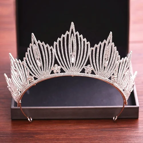 SILVER Хрустальная корона, тиара, свадебные аксессуары для волос, роскошные стразы для свадебной короны, Королевская корона, головной убор, свадебные украшения на голову - Окраска металла: SILVER