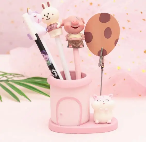 Новинка, креативный держатель для карандашей Kawaii из смолы с зажимом, настольный органайзер, держатель для ручек, чехол, коробка для канцелярских принадлежностей, детский подарок на день рождения - Цвет: B