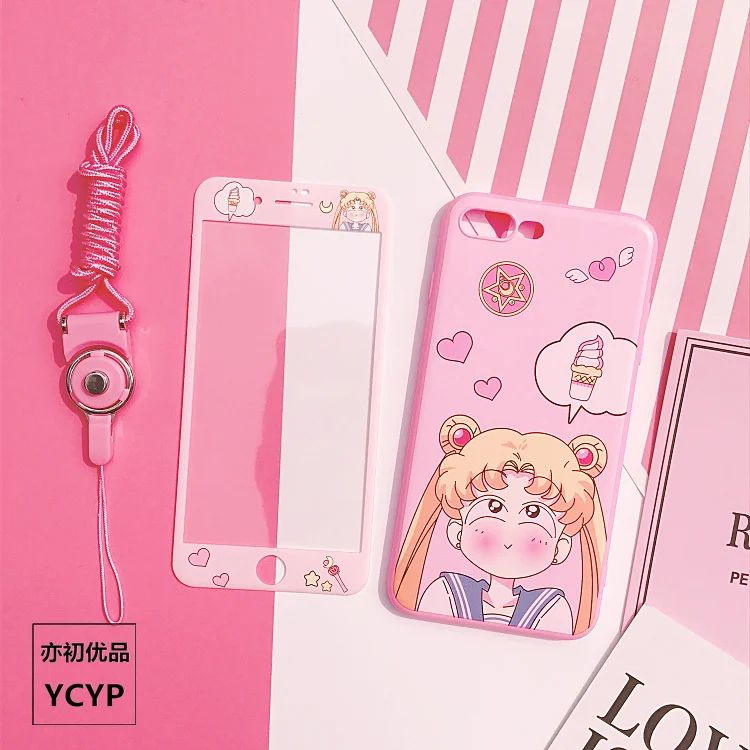 Для iphone XS Max милый Cardcaptor Sakura задний Чехол+ пленка для экрана из закаленного стекла, Девушка Мягкий чехол для iphone X XR 6 7 8plus