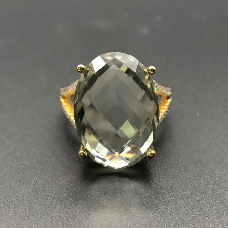 Серебро 925 пробы, большое зеленое кольцо с аметистом, натуральный драгоценный камень хорошего цвета, специальное украшение, Ювелирное Украшение, Подарок на годовщину для женщин