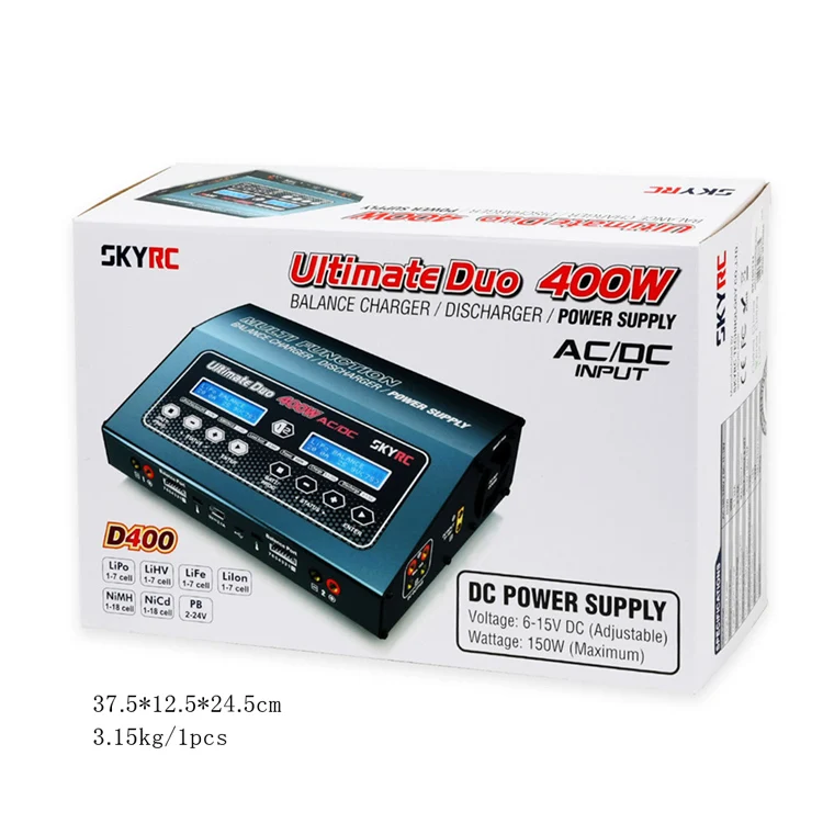 SKYRC D400 Ultimate Duo 400 Вт AC/DC баланс Зарядное устройство/Dis Зарядное устройство/Питание Двухканальное Зарядное устройство в Зарядное устройство s