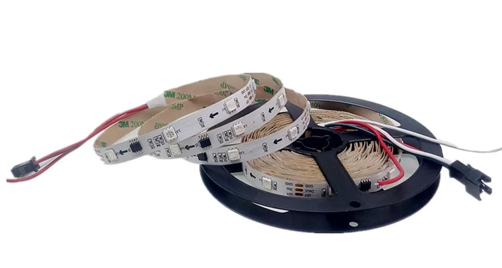 WS2811 5050 SMD RGB полосы Адресуемых Светодиодный светильник 30/48/60/144 светодиодный s/m светодиодный Пиксели внешний 1 Ic Управление 3 светодиодный s DC12V светодиодный ленточный светильник