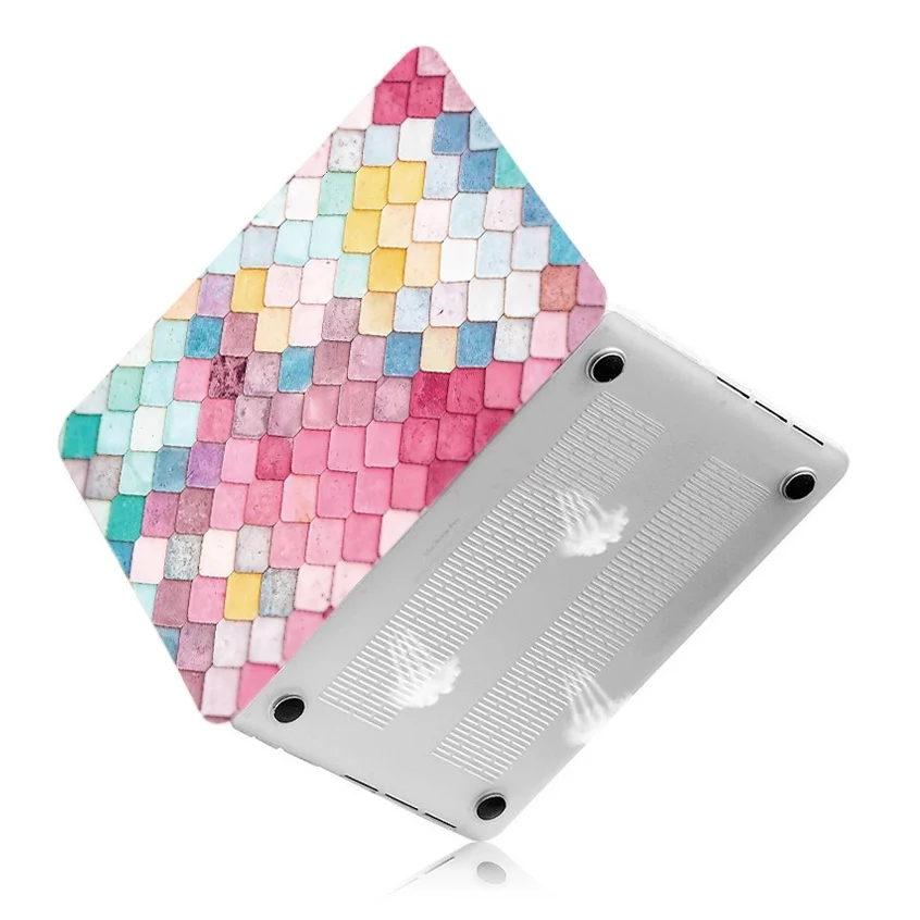 Жесткий чехол с принтом + силиконовый для клавиатуры Apple Macbook Air 11 13 Pro13 Touch bar A1706/A1989