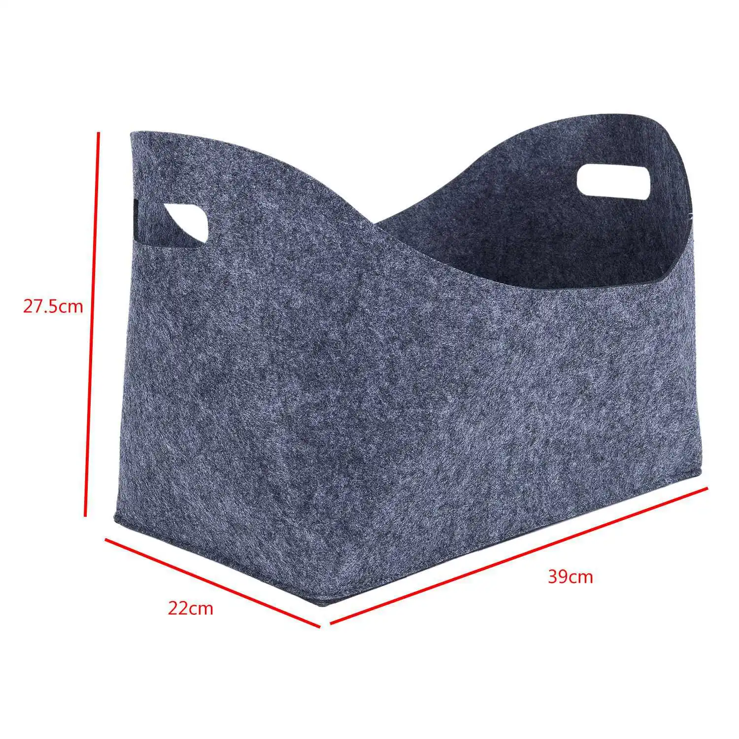 2 pieces felt basket for firewood oval shape with two handles anthracite 39 x 22 27.5 cmd | Дом и сад