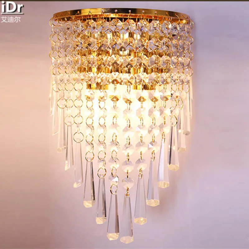 

Golden Crystal modern minimalist bedroom lamp bedside lamp aisle lights Wall Lamps OLU-0018