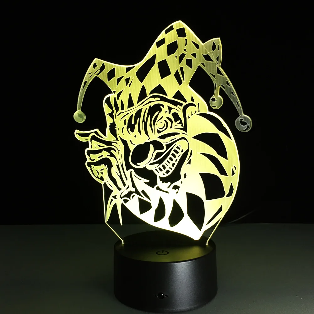 7 Color Lamp Halloween Clown 3d Visual Led Night Lights For Kids Touch Usb Table Lampara Lampe Baby Sleeping Nightlight Lampes | Освещение