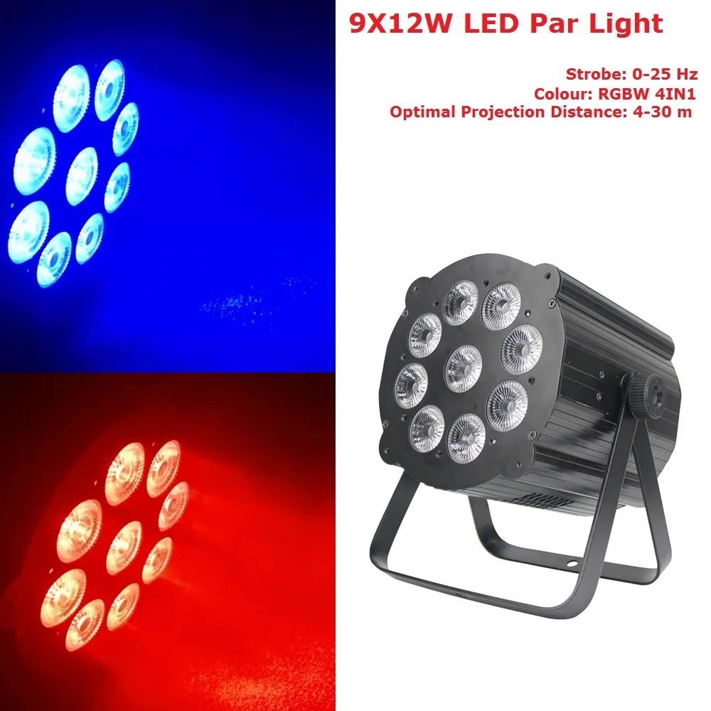 DJ Lighting 9X12W LED Par Lights RGBW Disco Lamp Stage Light Luces Discoteca Laser Beam Luz de Projector Lumiere DMX Controller