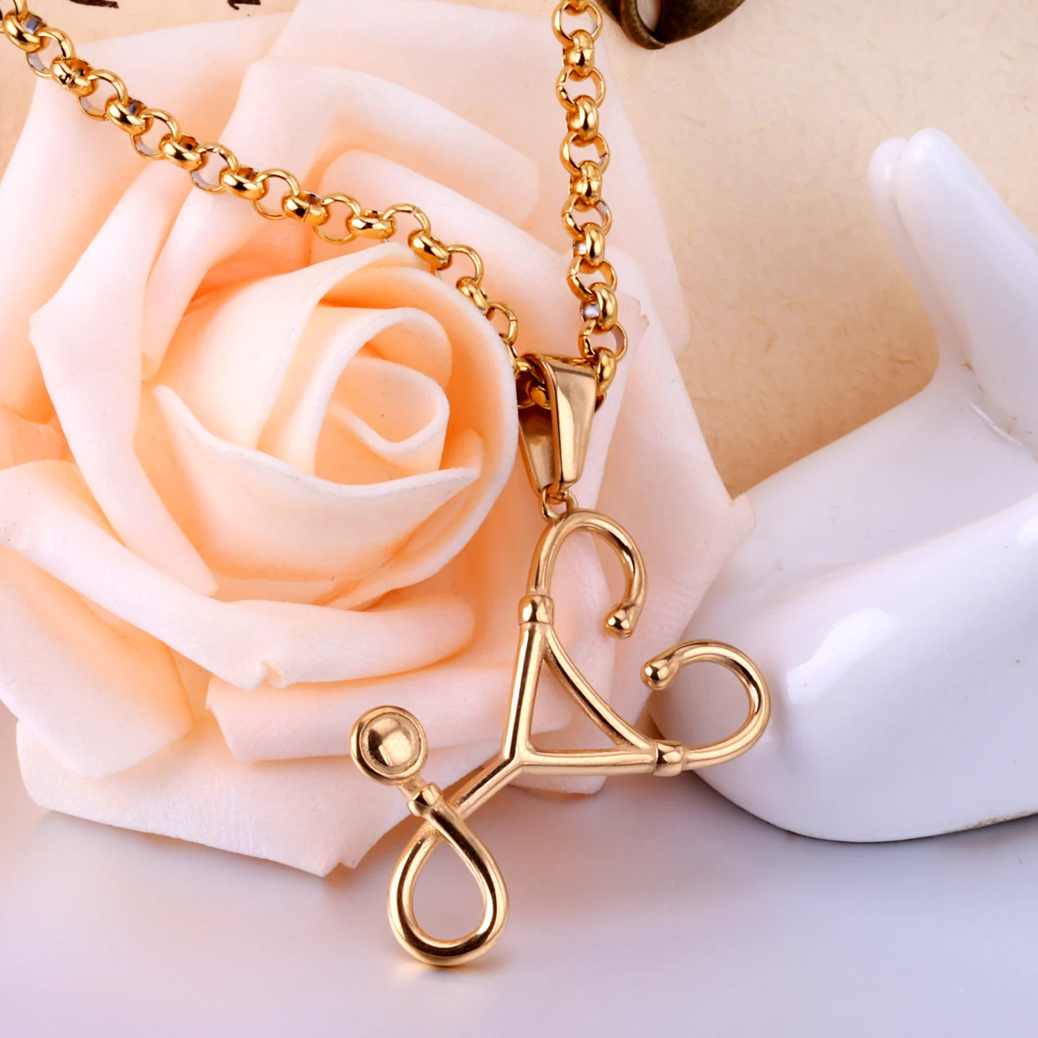 Подвеска тостескоп из нержавеющей стали в форме сердца|pendant necklace|stethoscope pendantchristmas