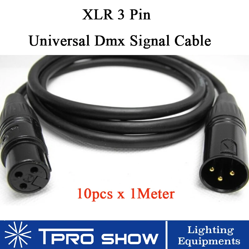 Фото 10 шт. кабель Dmx 1 метр сигнальный 512 3 контакта XLR разъемы для консоли сценического